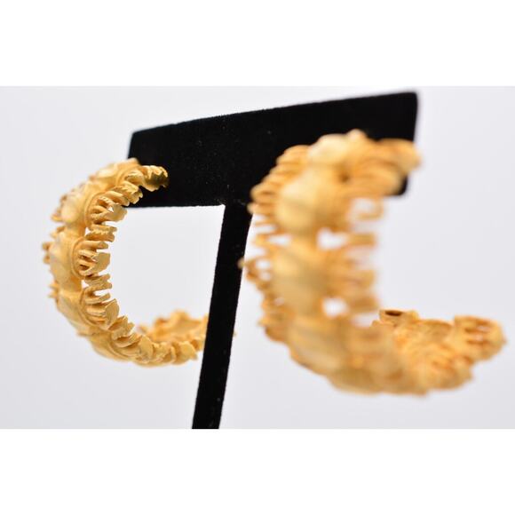 Givenchy Vintage Dangle Earrings Brushed Gold Rope Tassel Chunky Signed 80s Bin7 - Picture 3 of 12